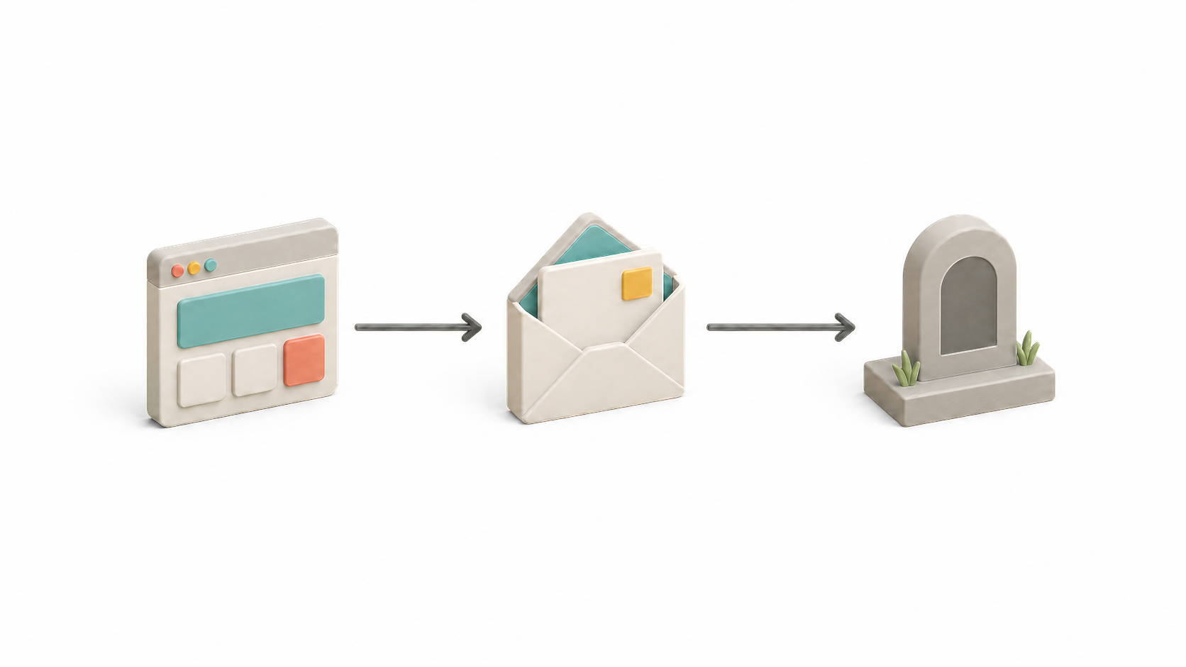 A web form leads to an inbox leads to a dead lead
